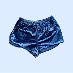 Dark blue velvet booty shorts